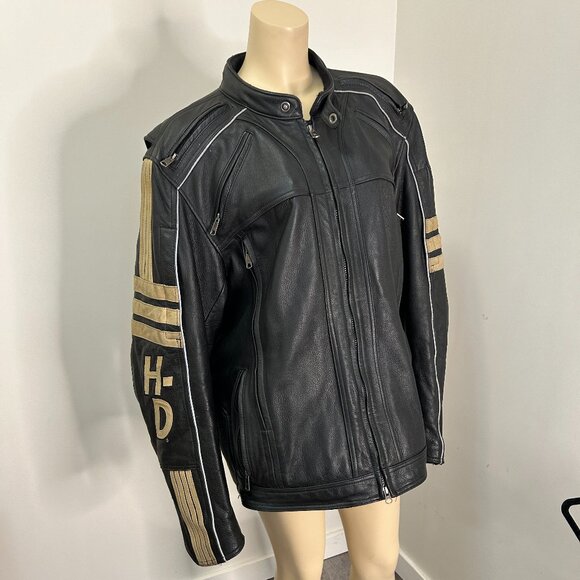 Harley-Davidson Other - Vintage Mens Black Leather Harley Davidson Jacket Motorcycle Biker Bikercore 2XL